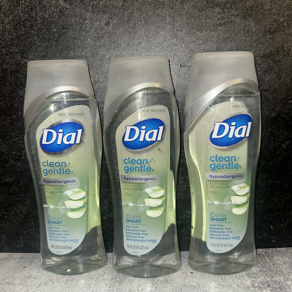 3 Lot Dial Clean + Gentle hypoallergenic Body Wash 16 Oz